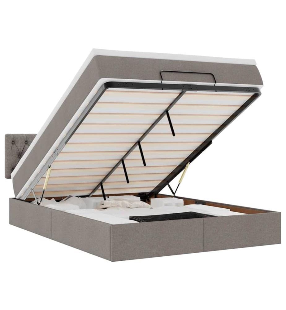 Lit ottoman avec matelas taupe 140x200 cm tissu
