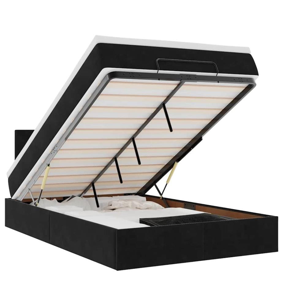 Lit ottoman avec matelas noir 120x190 cm velours