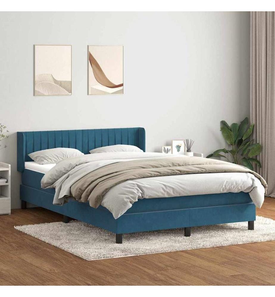 Boxspringbett mit Matratze Dunkelblau 160x210 cm Samt