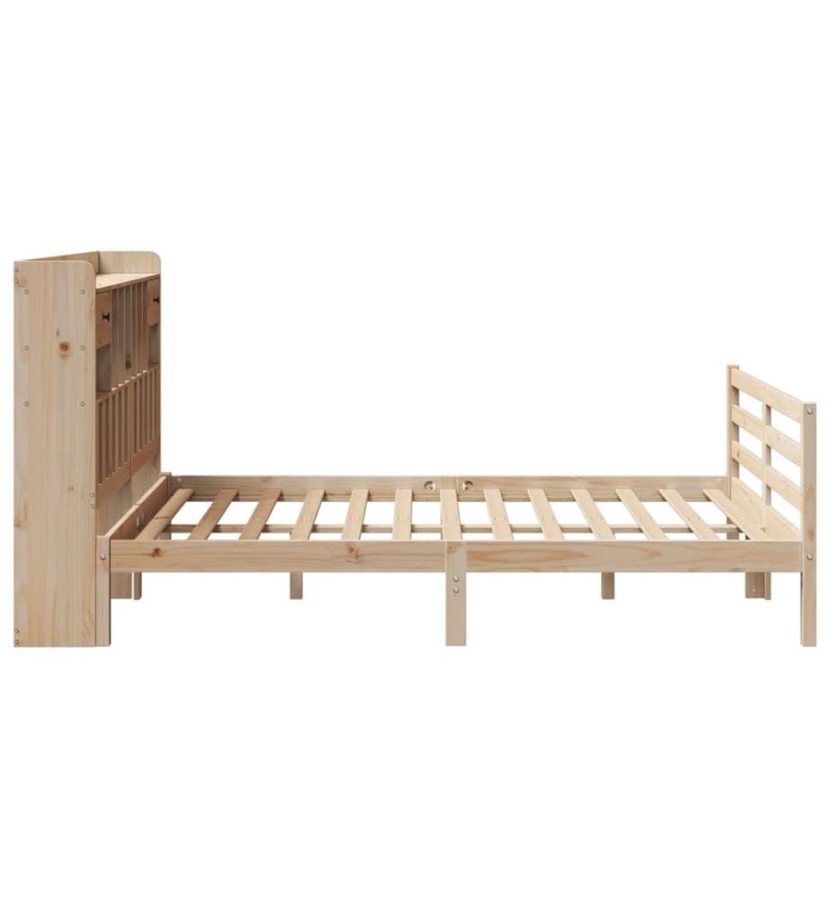 Lit bibliothèque sans matelas 140x200 cm bois massif de pin