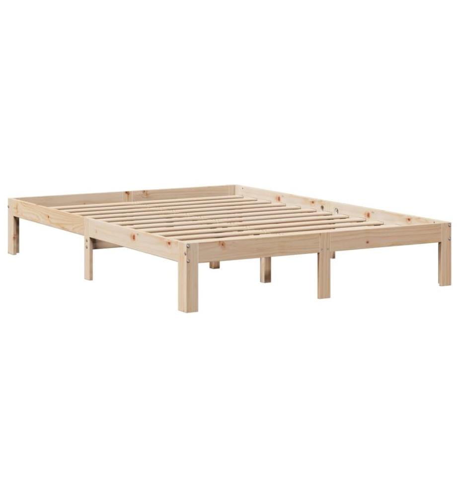 Lit bibliothèque sans matelas 140x200 cm bois massif de pin