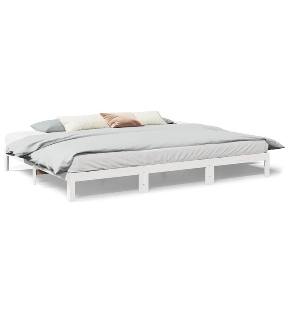 Cadre de lit familial sans matelas blanc 240x200 cm