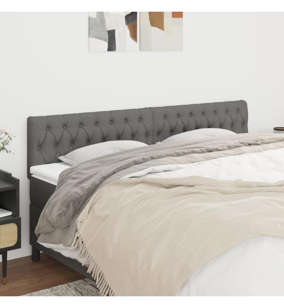 Kopfteile 2 Stk. Dunkelgrau 90x7x78/88 cm Stoff