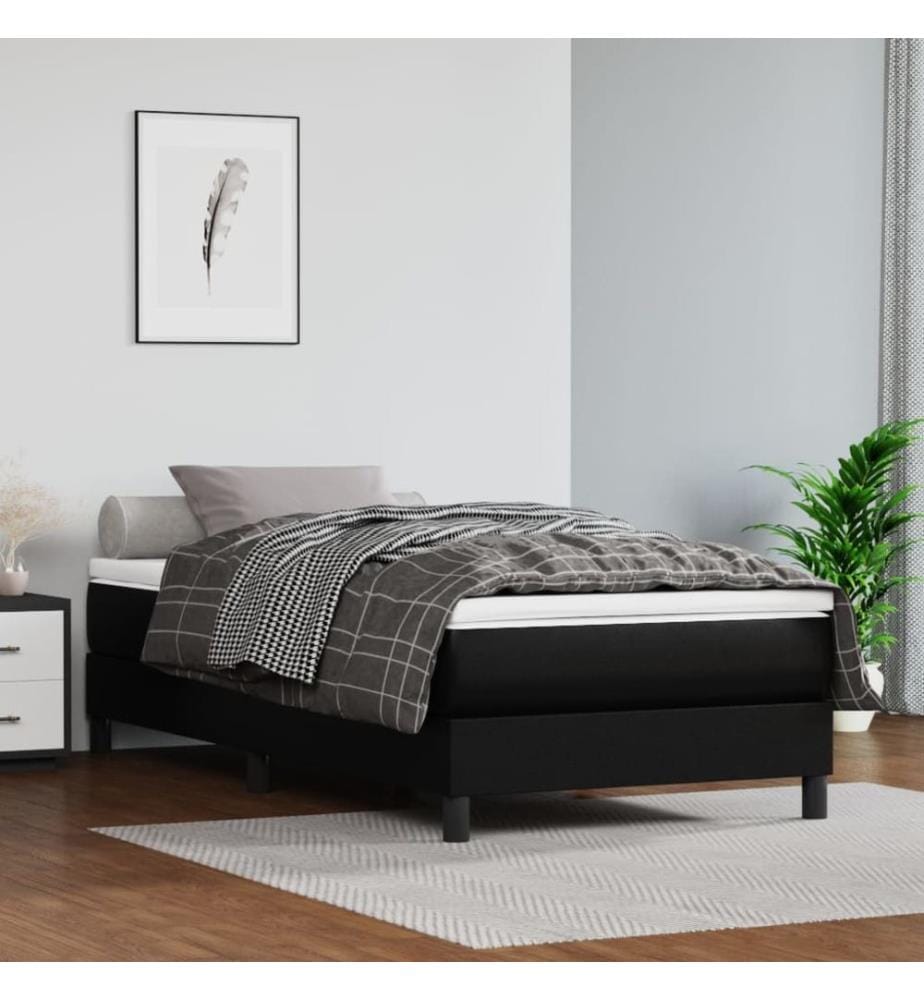 Taschenfederkernmatratze Mittel Schwarz 90x200x20 cm Kunstleder