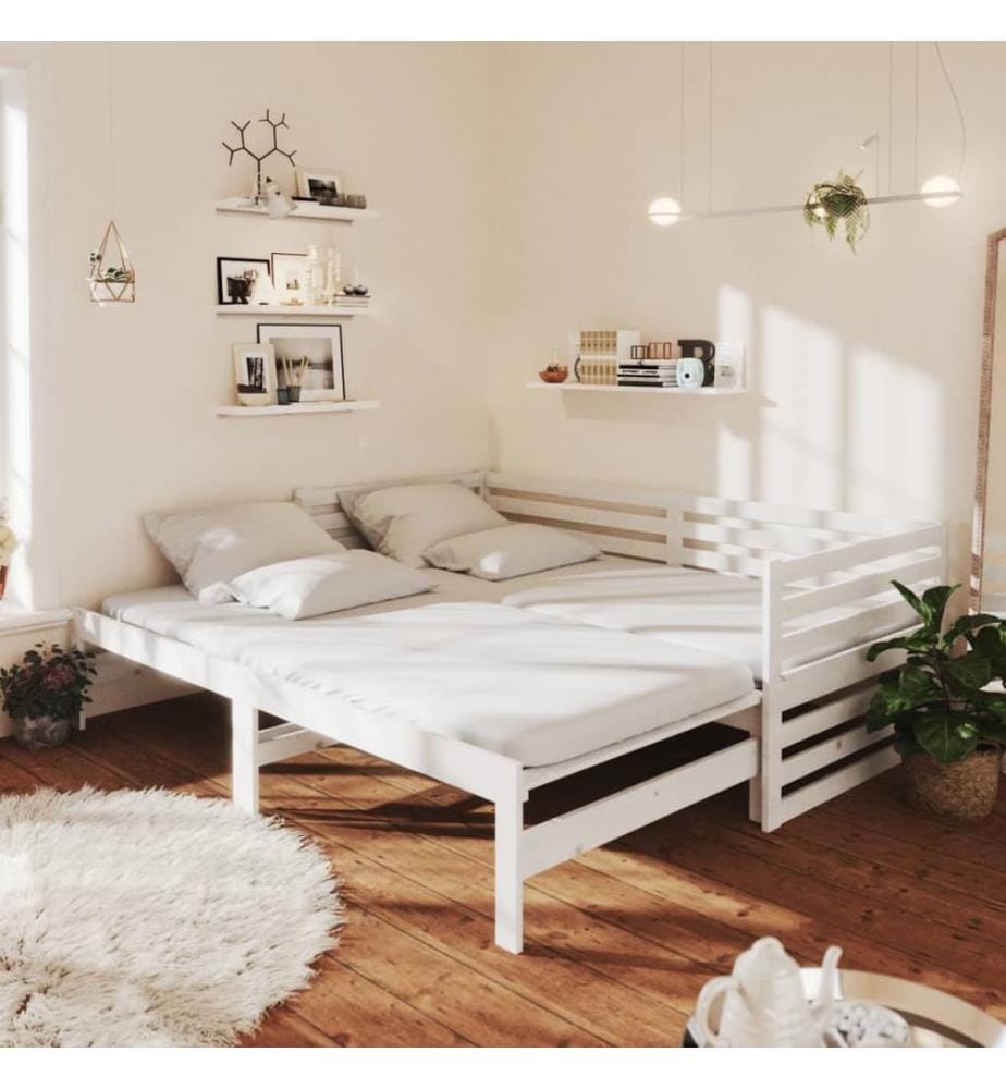 Lit coulissant sans matelas blanc 2x(90x200) cm