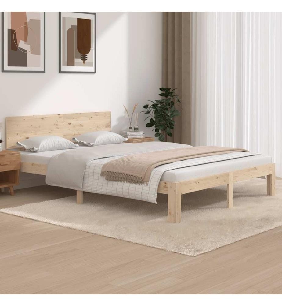 Cadre de lit sans matelas bois massif de pin 140x200 cm