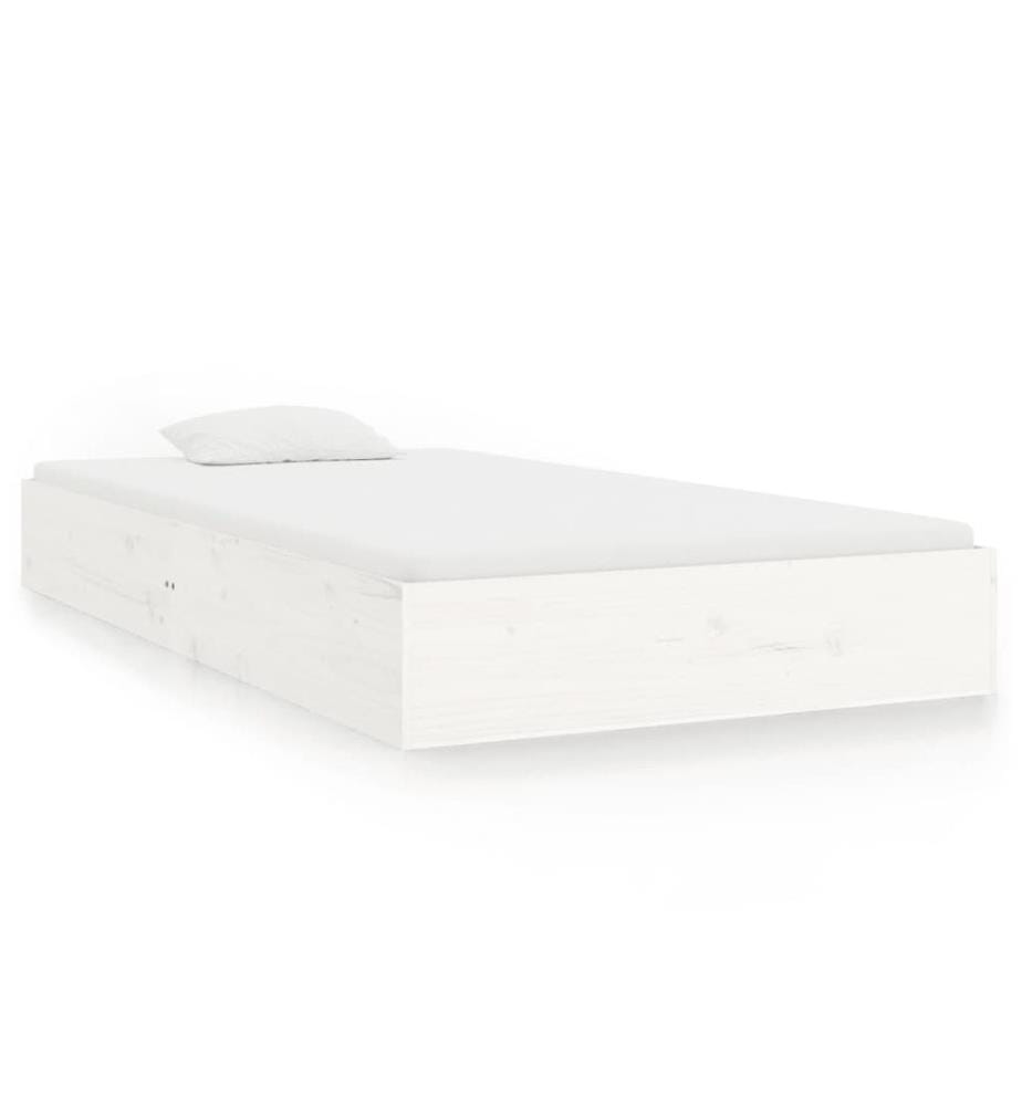 Cadre de lit sans matelas blanc bois massif 100x200 cm