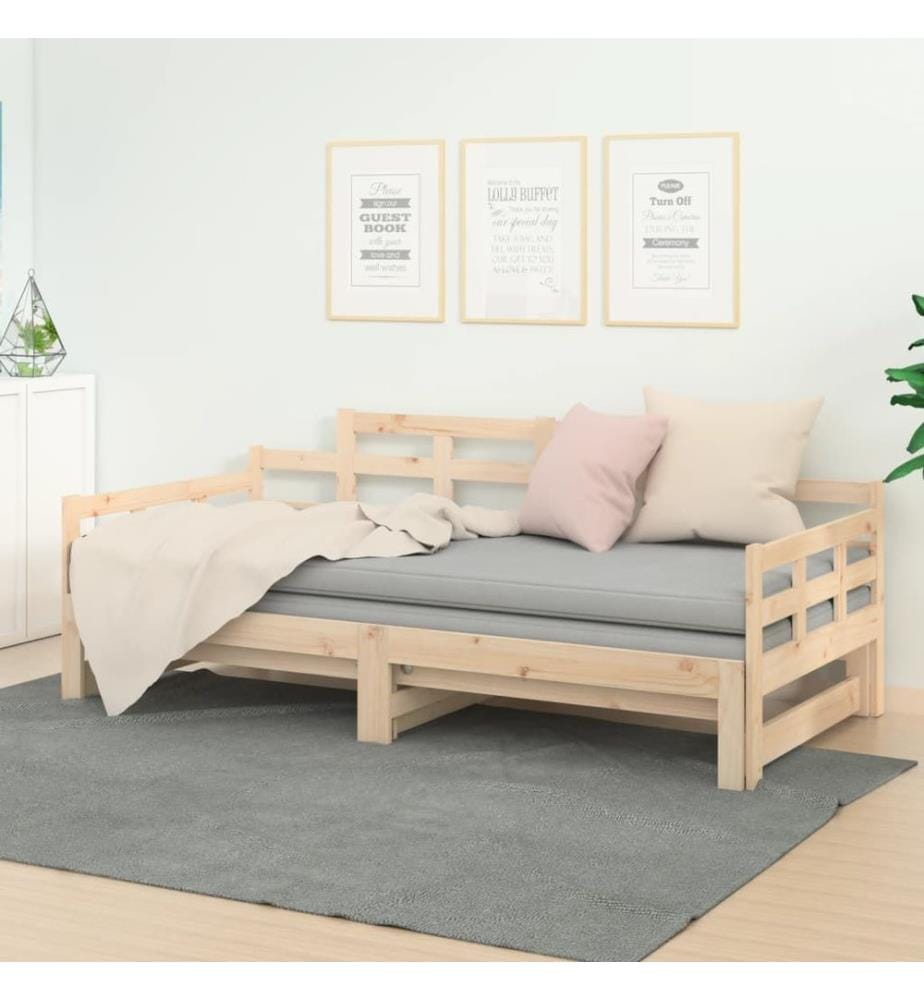 Lit coulissant sans matelas bois de pin solide