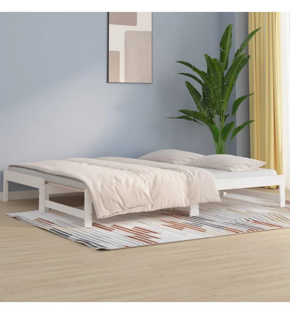 Lit coulissant sans matelas blanc 2x(90x200) cm