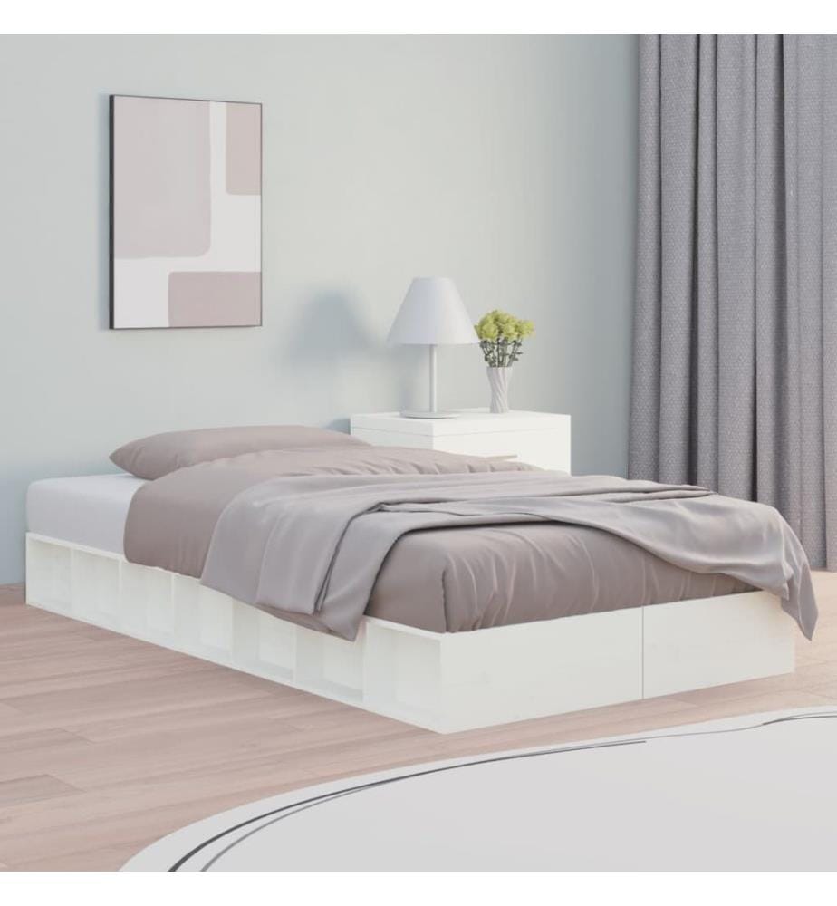 Cadre de lit sans matelas blanc 100x200 cm bois massif