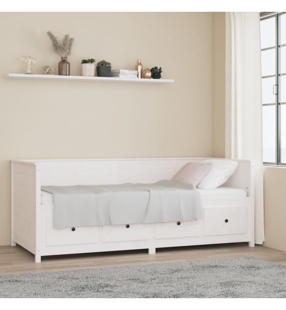Lit de jour sans matelas blanc 80x200 cm bois de pin massif