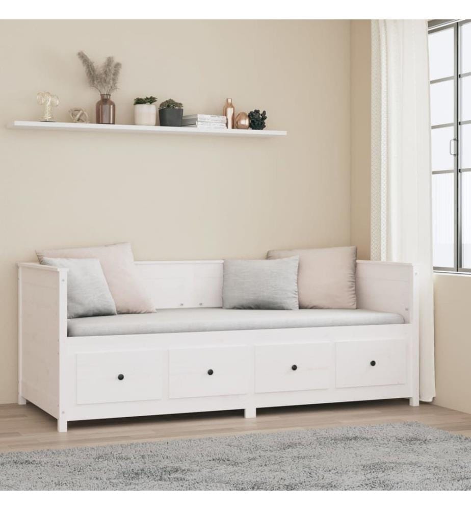 Lit de jour sans matelas blanc 80x200 cm bois de pin massif