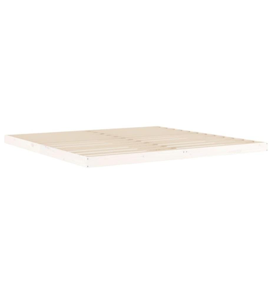 Cadre de lit sans matelas blanc 200x200 cm bois massif de pin