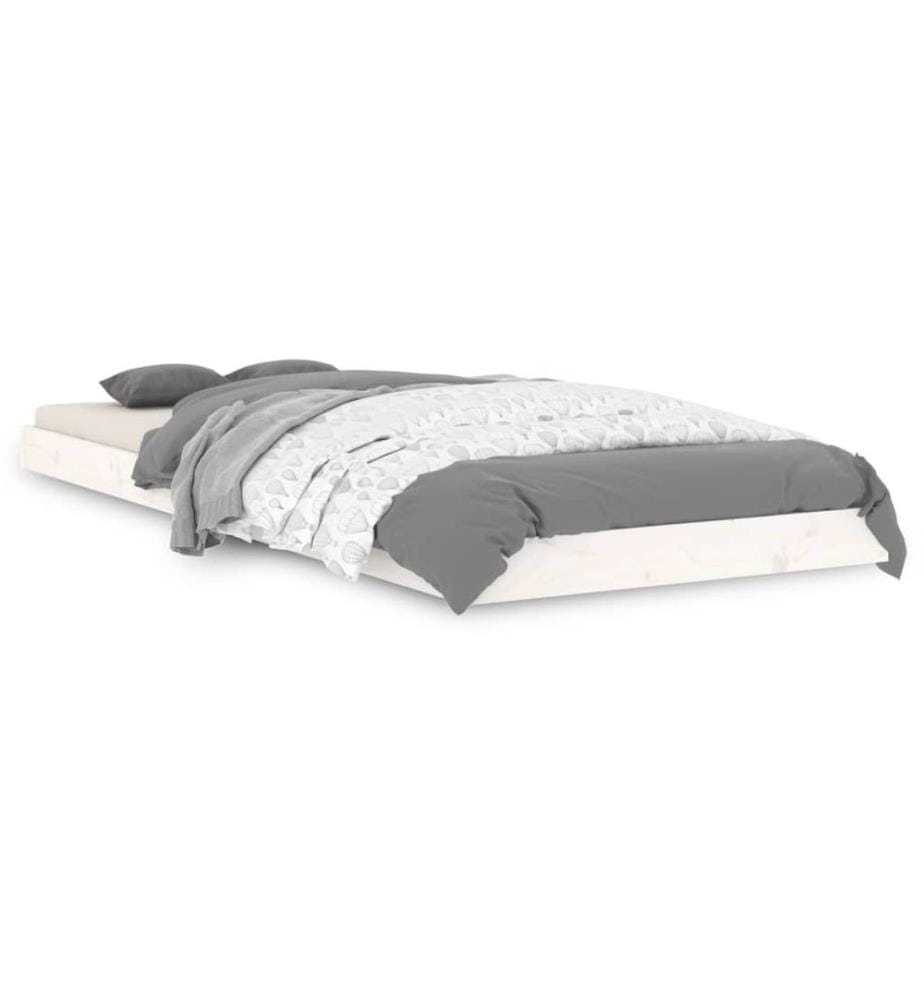Cadre de lit sans matelas blanc 75x190 cm bois de pin massif