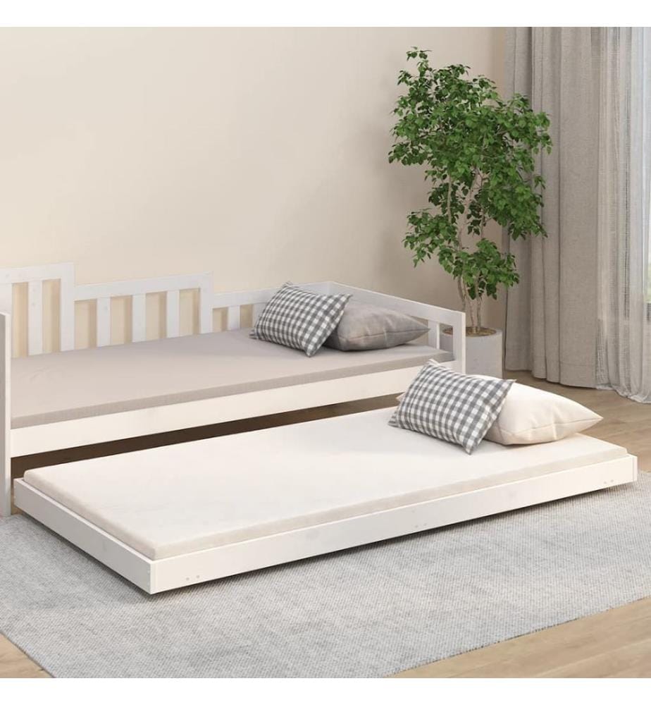 Cadre de lit sans matelas blanc 90x200 cm bois de pin massif