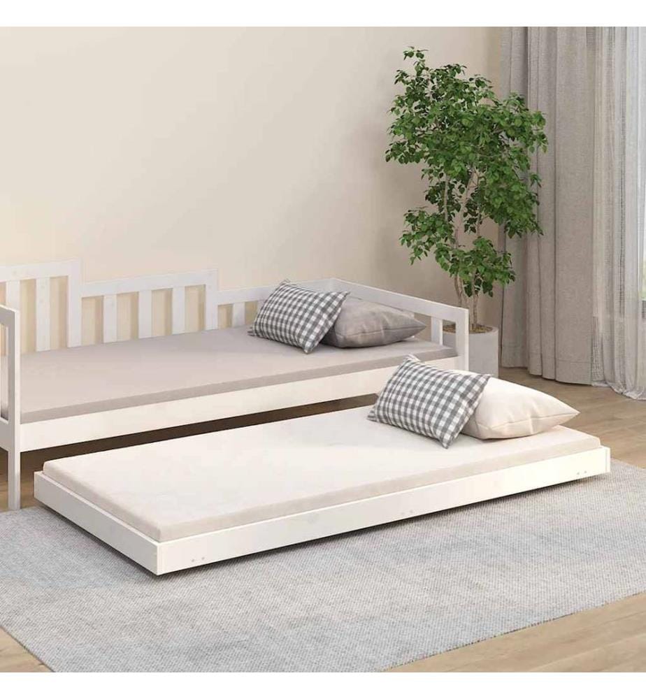 Cadre de lit sans matelas blanc 90x190 cm bois de pin massif