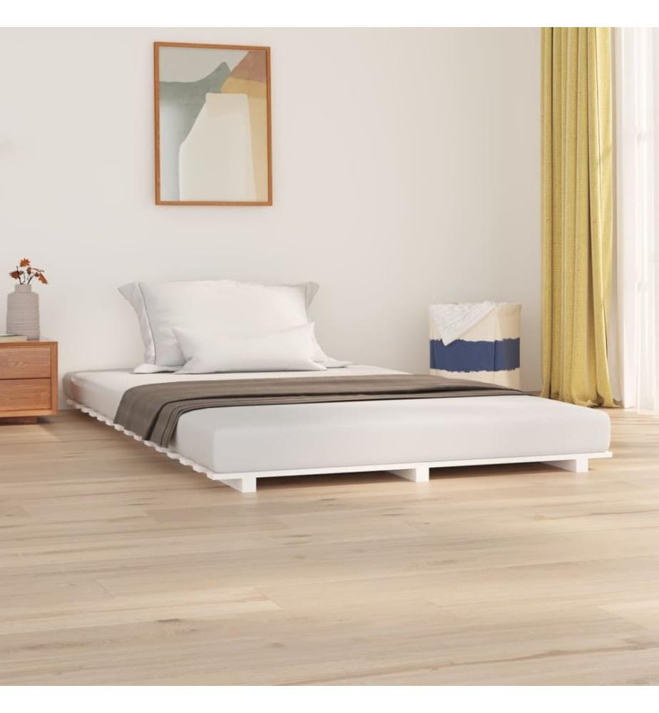 Cadre de lit sans matelas blanc 140x200 cm bois de pin massif