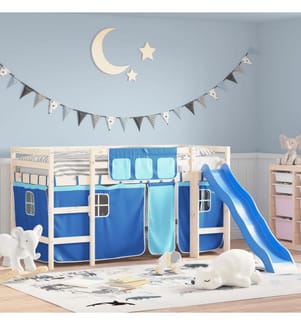 Rideaux pour lit mezzanine bleu polyester