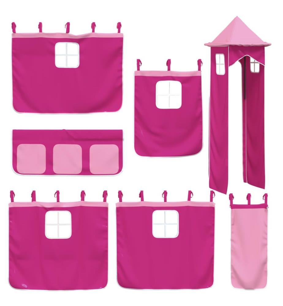 Vorhänge für Hochbett mit Turm Rosa Polyester