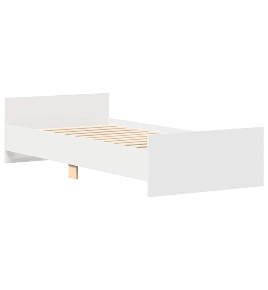 Cadre de lit sans matelas blanc 100x200 cm bois d'ingénierie