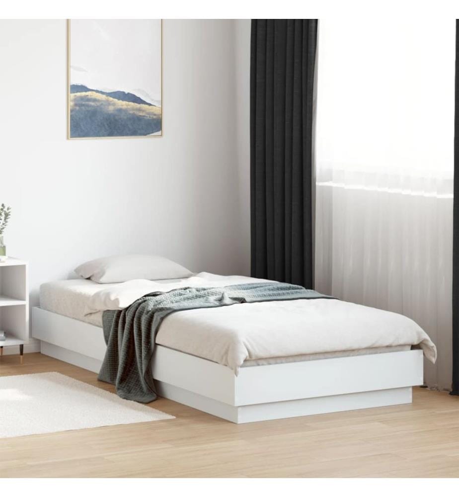 Cadre de lit sans matelas blanc 100x200 cm bois d'ingénierie