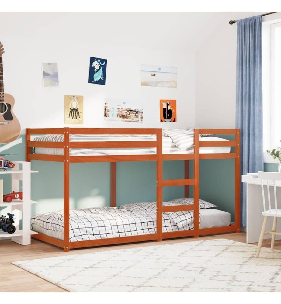 Lit superposé sans matelas cire marron 75x190 cm pin massif