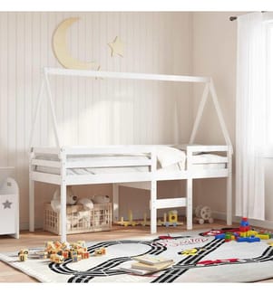 Toit de lit pour enfants blanc 199x95,5x88cm bois de pin massif