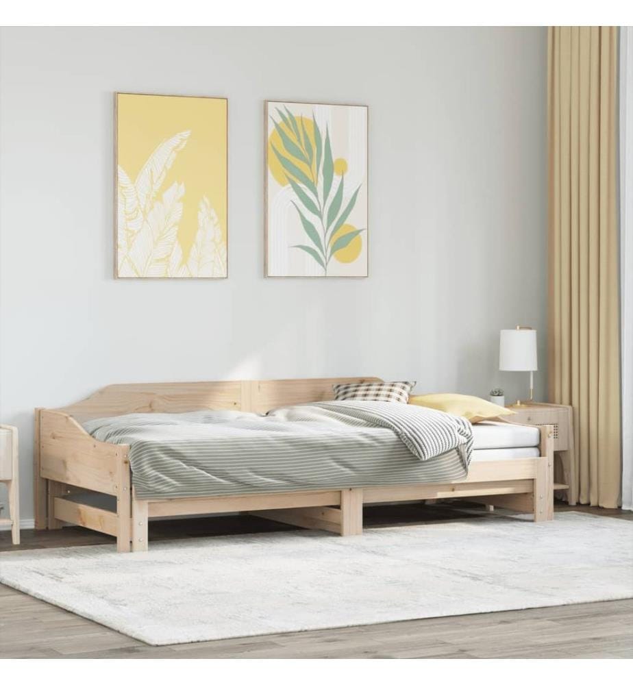 Lit de jour et lit gigogne sans matelas 90x190 cm bois massif