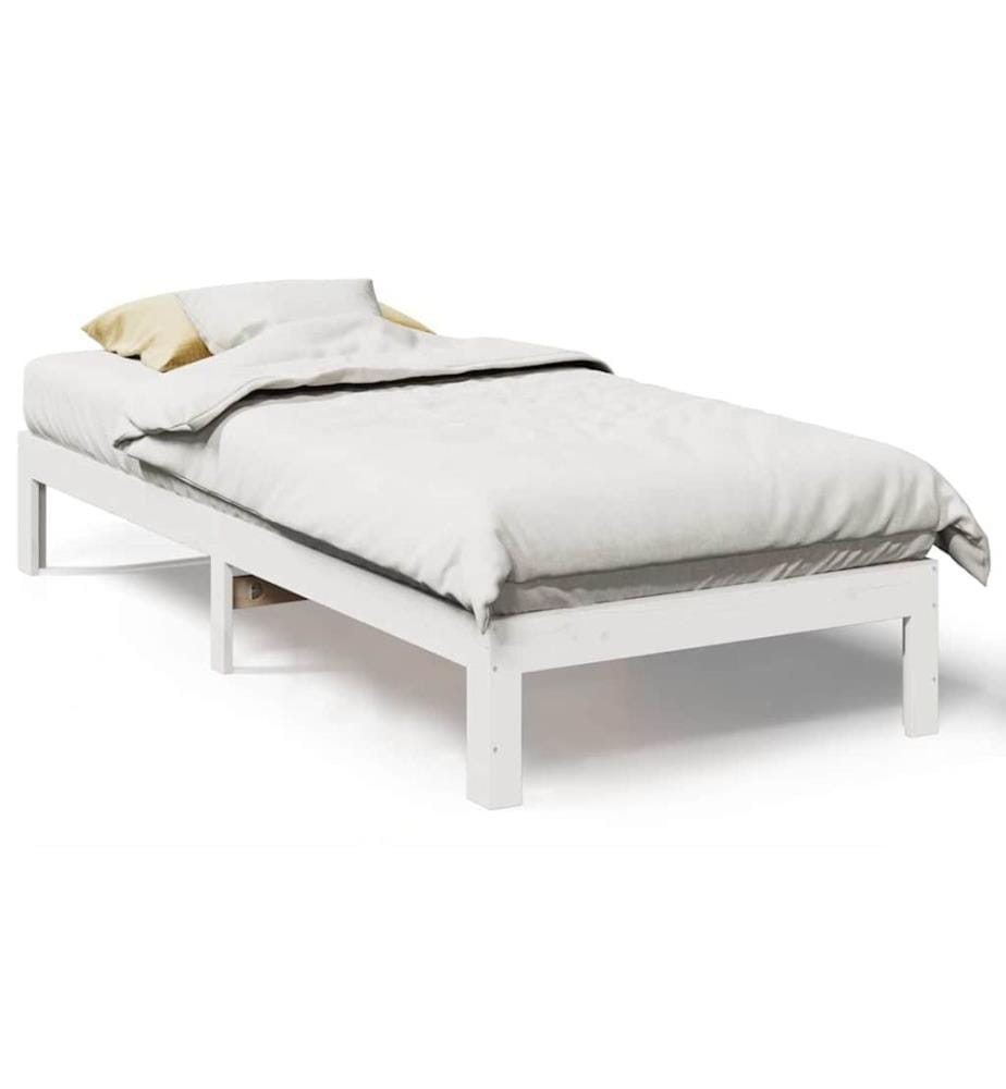 Cadre de lit sans matelas blanc 90x200 cm bois de pin massif