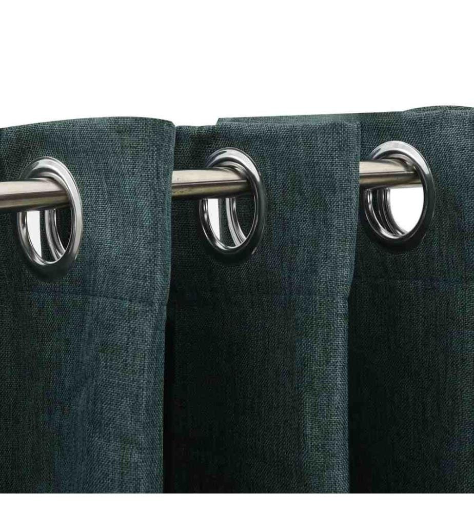 Rideaux occultants Aspect lin avec oeillets 2 pcs Vert 140x225cm