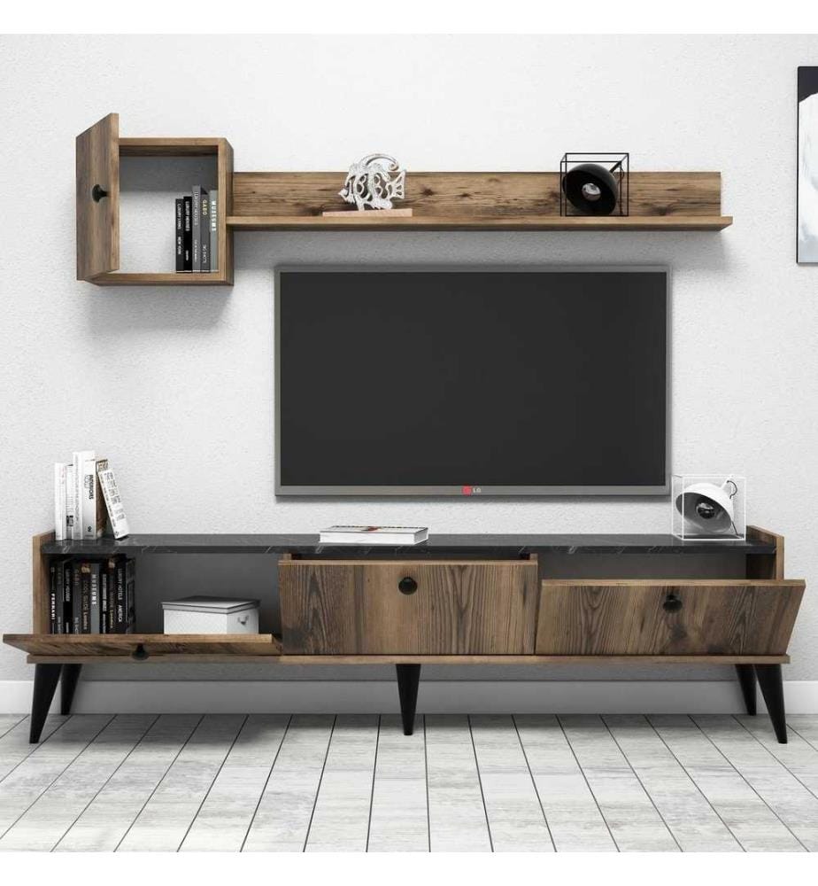 TV-Element, Marmor Nussbaum, Melaminbeschichtete Spanplatte