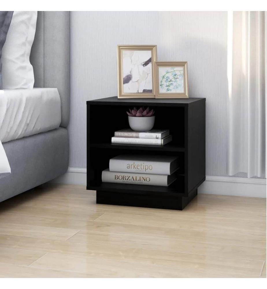 Nachttische 2 Stk. Schwarz 40x34x40 cm Massivholz Kiefer
