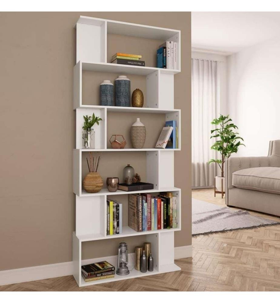 Bücherregal/Raumteiler Weiss 80x24x192 cm Holzwerkstoff