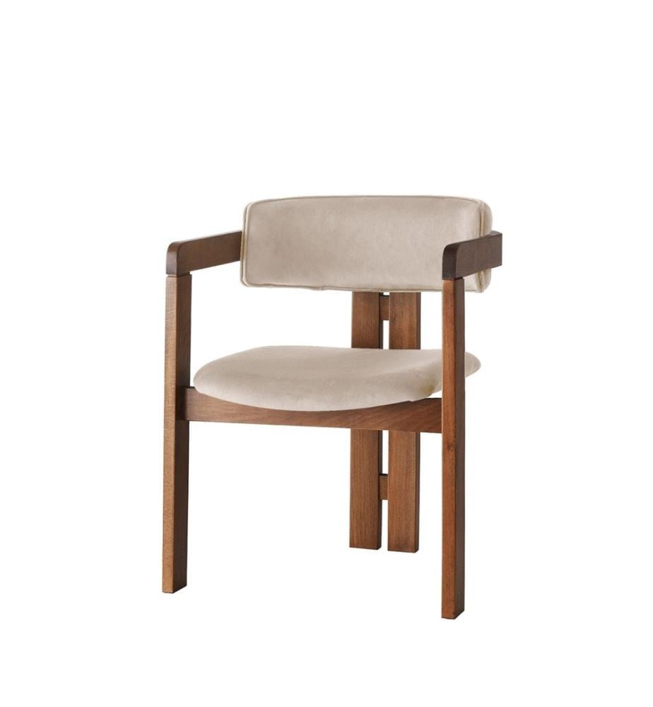 Stuhl, Nussbaum, Beige, Gestell: Holz