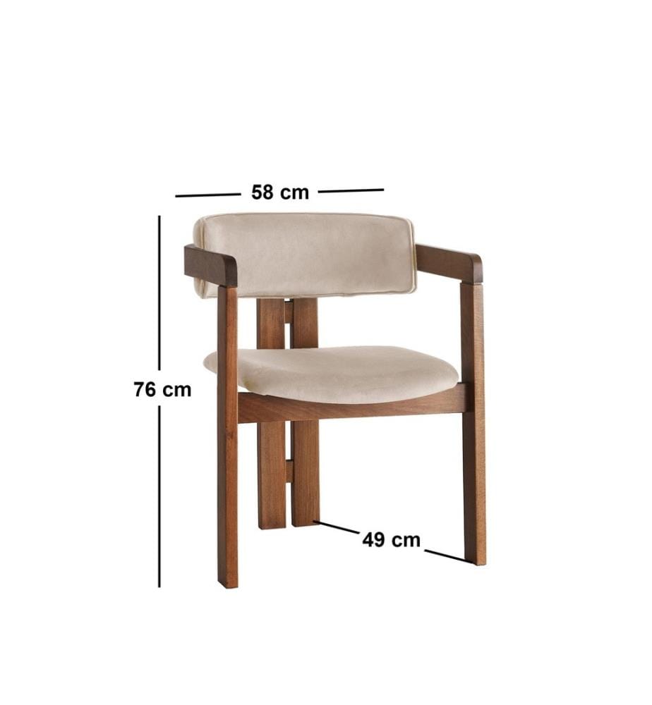 Stuhl, Nussbaum, Beige, Gestell: Holz
