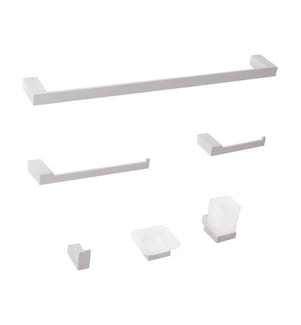 Set di 6 accessori da bagno TUMACO con barre e ganci per asciugamani Argento