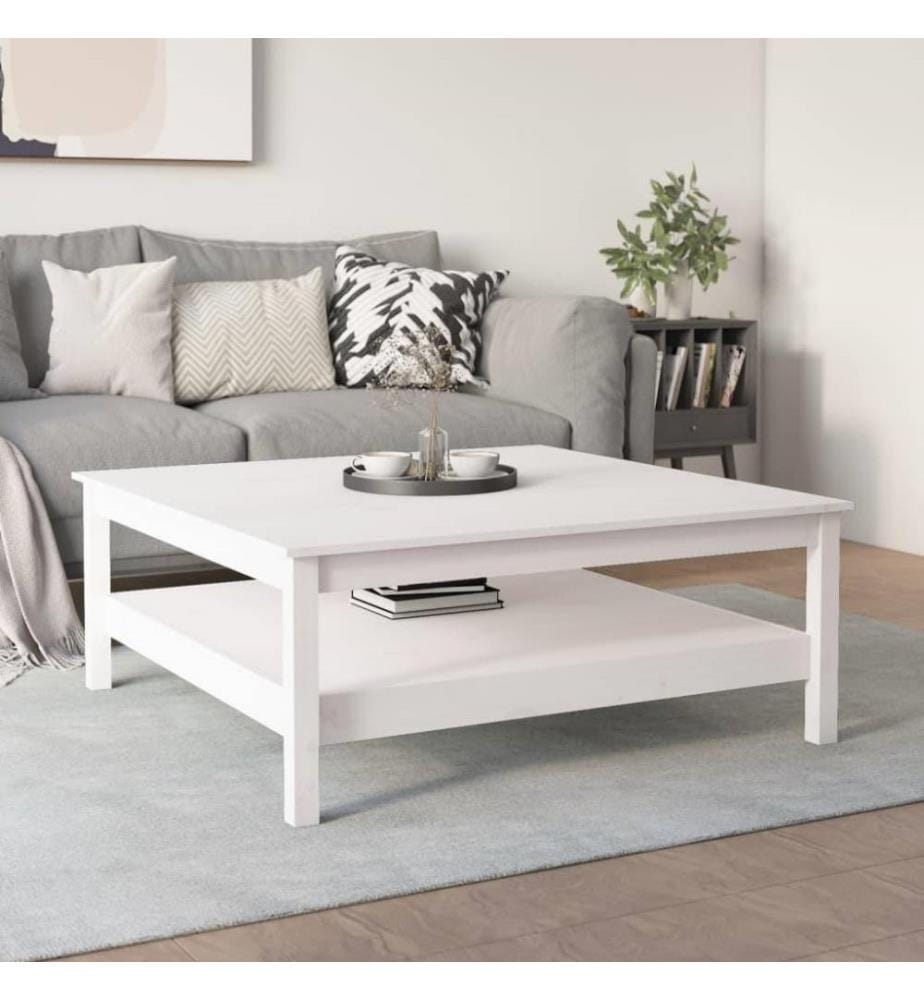 Table basse Blanc 100x100x40 cm Bois massif de pin