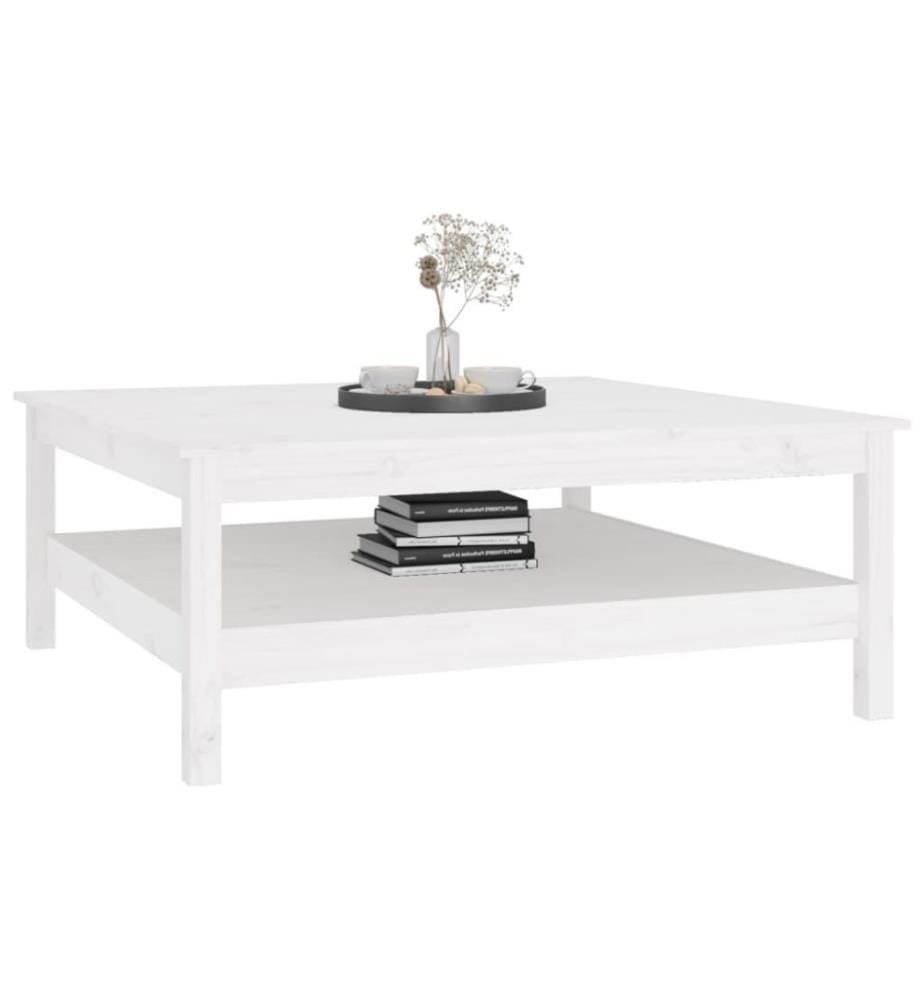 Table basse Blanc 100x100x40 cm Bois massif de pin