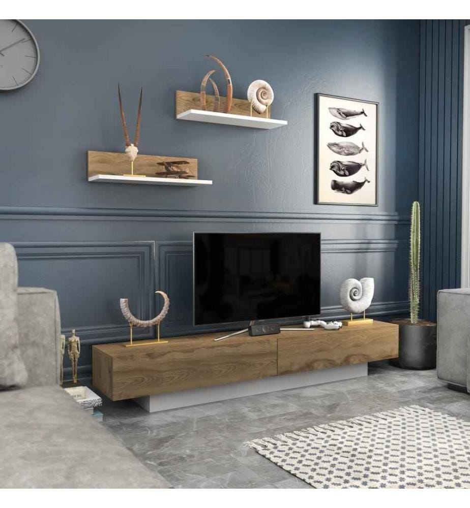 TV-Element, Eiche Weiss Oud, Melaminbeschichtete Spanplatte
