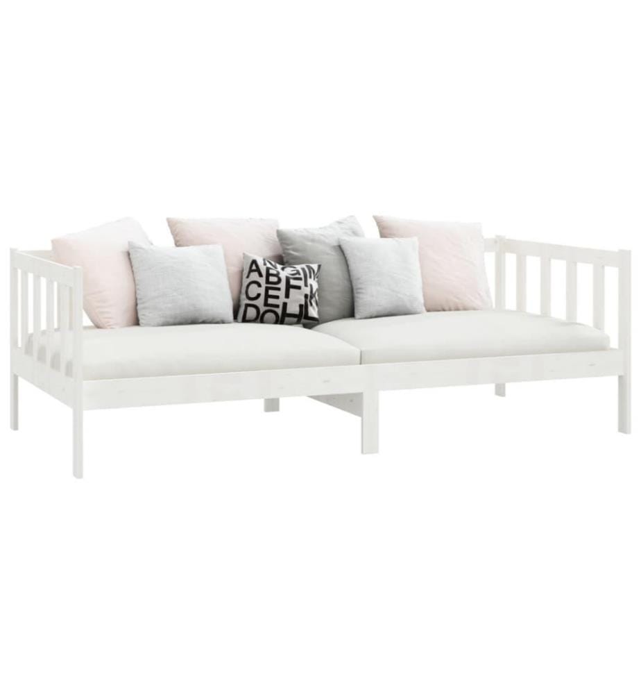 Lit Blanc Bois de pin massif 90x200 cm