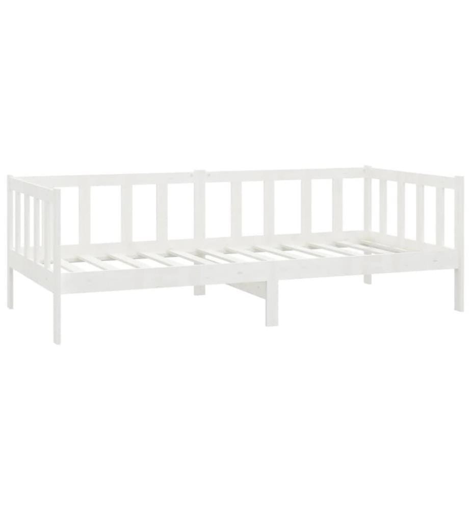 Lit Blanc Bois de pin massif 90x200 cm