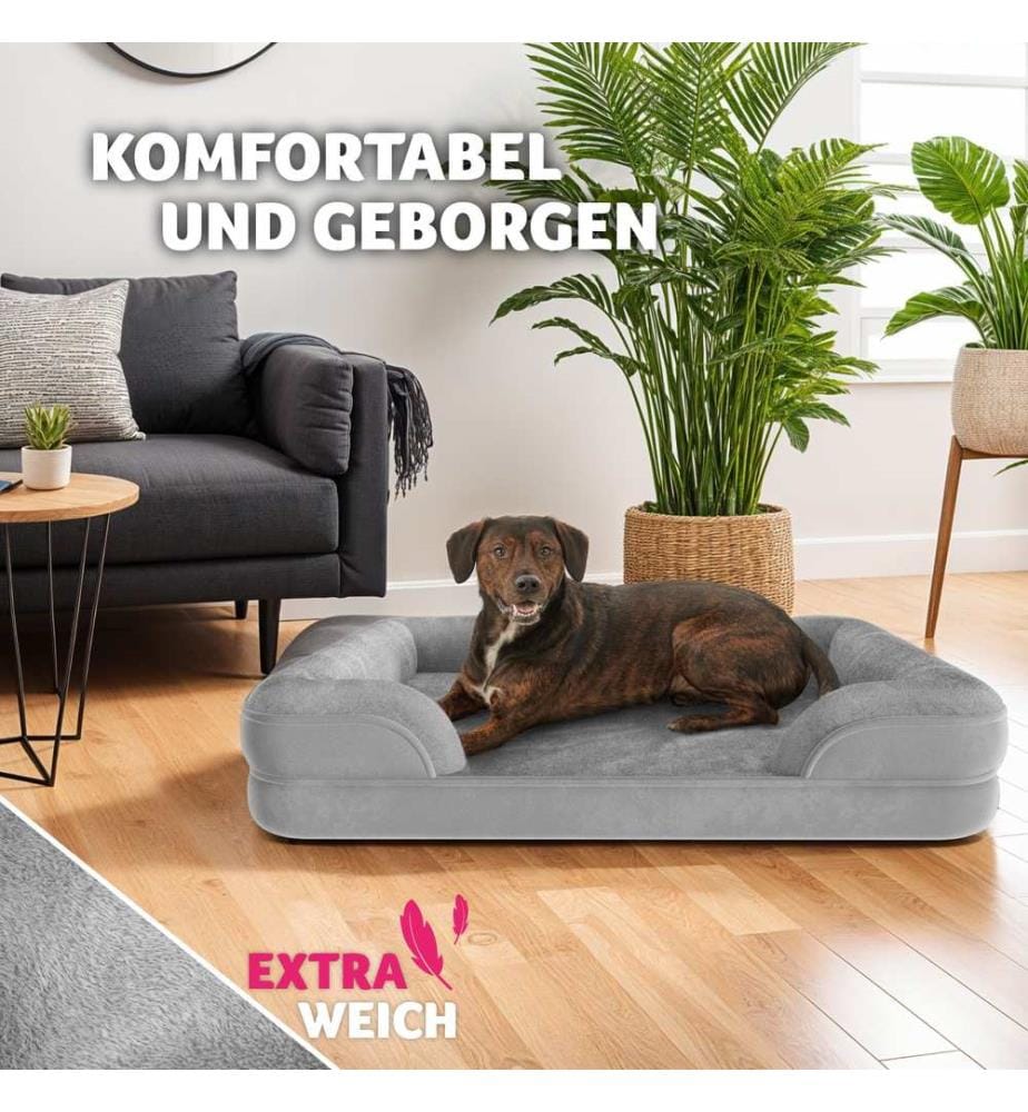 Lettino per cani ortopedico con bordo alto - XL 112 x 85 x 18 cm