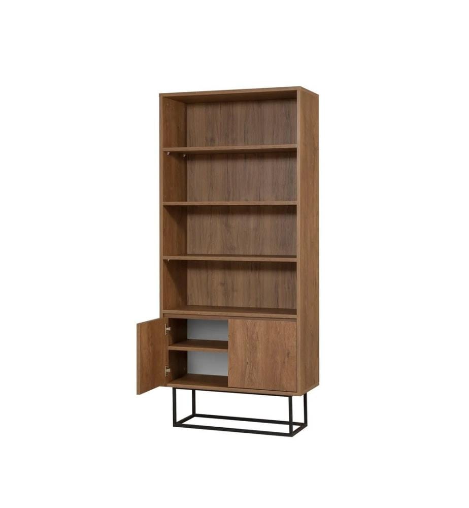 Bücherregal, Walnuss Schwarz, Melaminbeschichtete Spanplatte