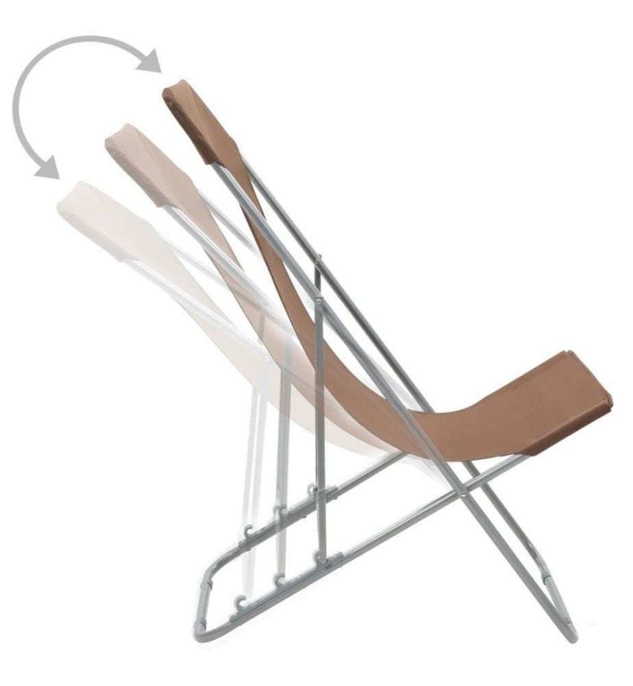 Chaises de plage pliables 2 pcs Acier et tissu oxford Marron