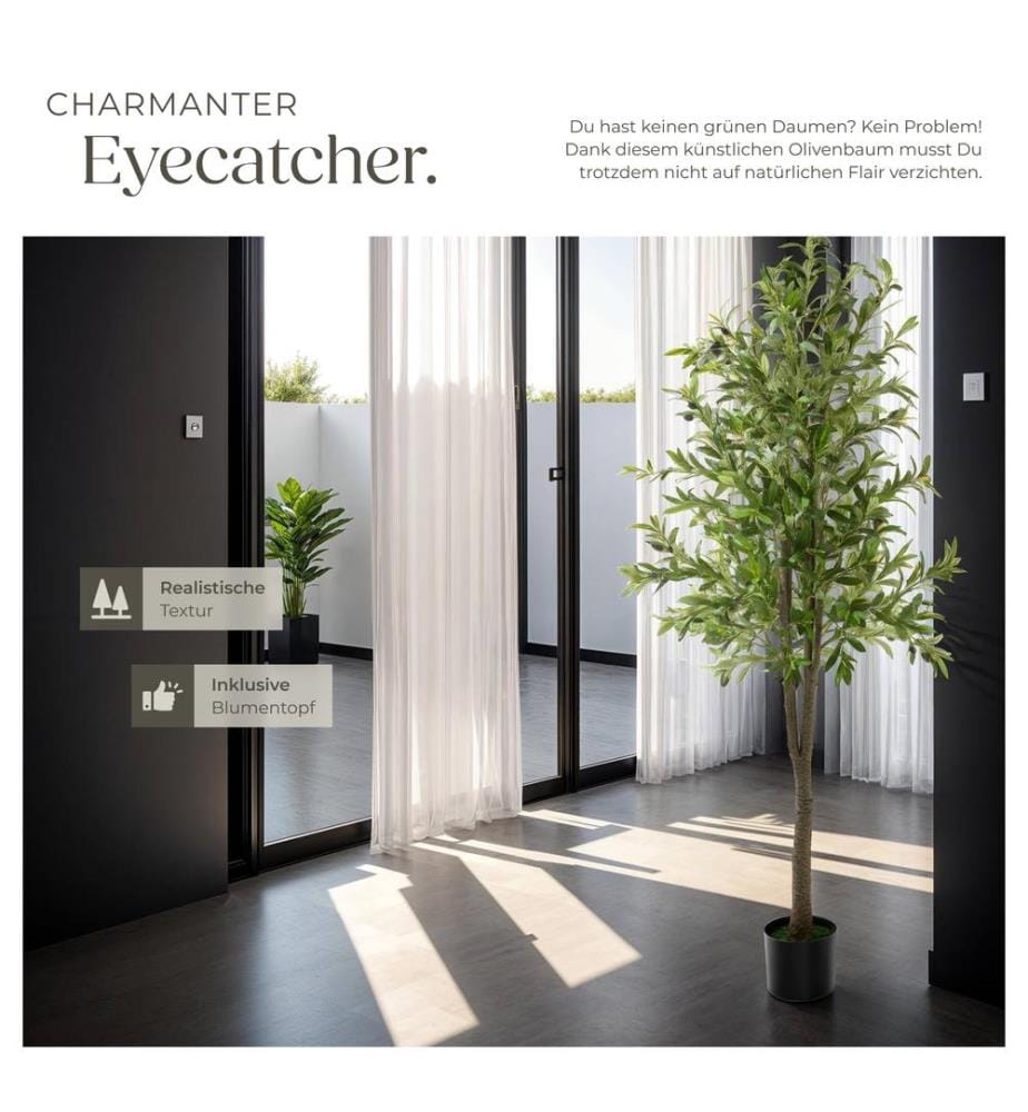 Albero di ulivo artificiale Oleand, texture realistica - 180 cm