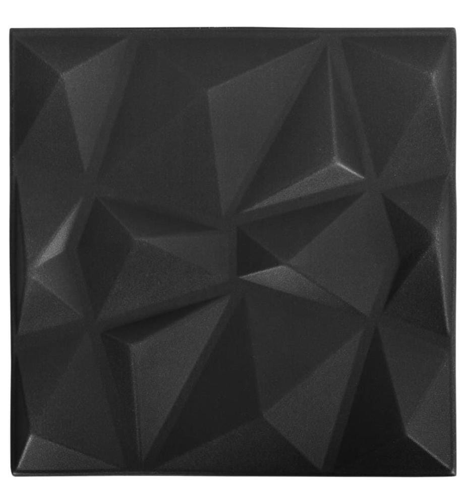 3D-Wandpaneele 24 Stk. 50x50 cm Diamant Schwarz 6 m²