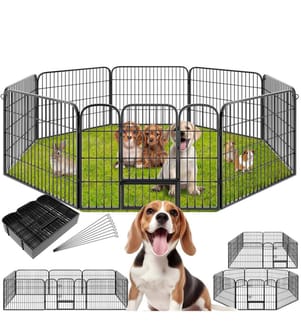 Dog Pen - 8 sections, foldable, door with double locking, ground anchoring possible - 60 cm