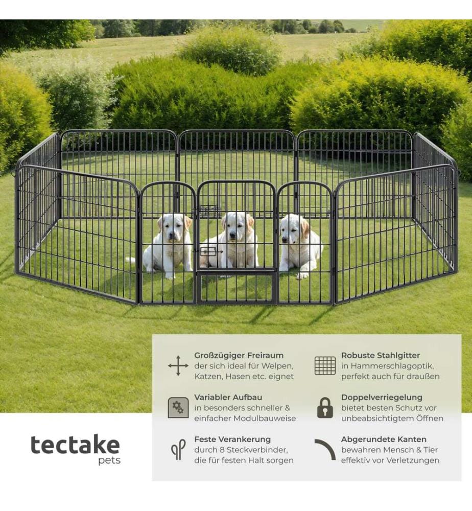 Dog Pen - 8 sections, foldable, door with double locking, ground anchoring possible - 60 cm