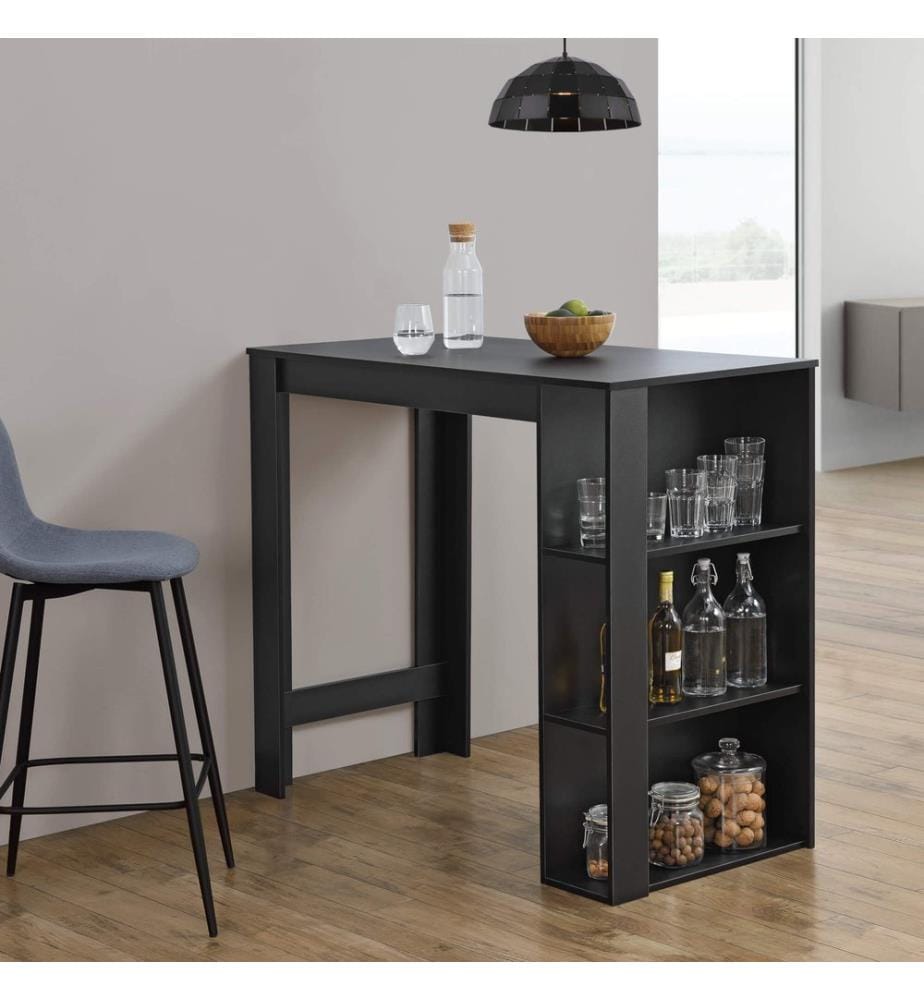 Bartheke Danderyd 120x60x105.5 cm mit 3 Ablageflächen Schwarz