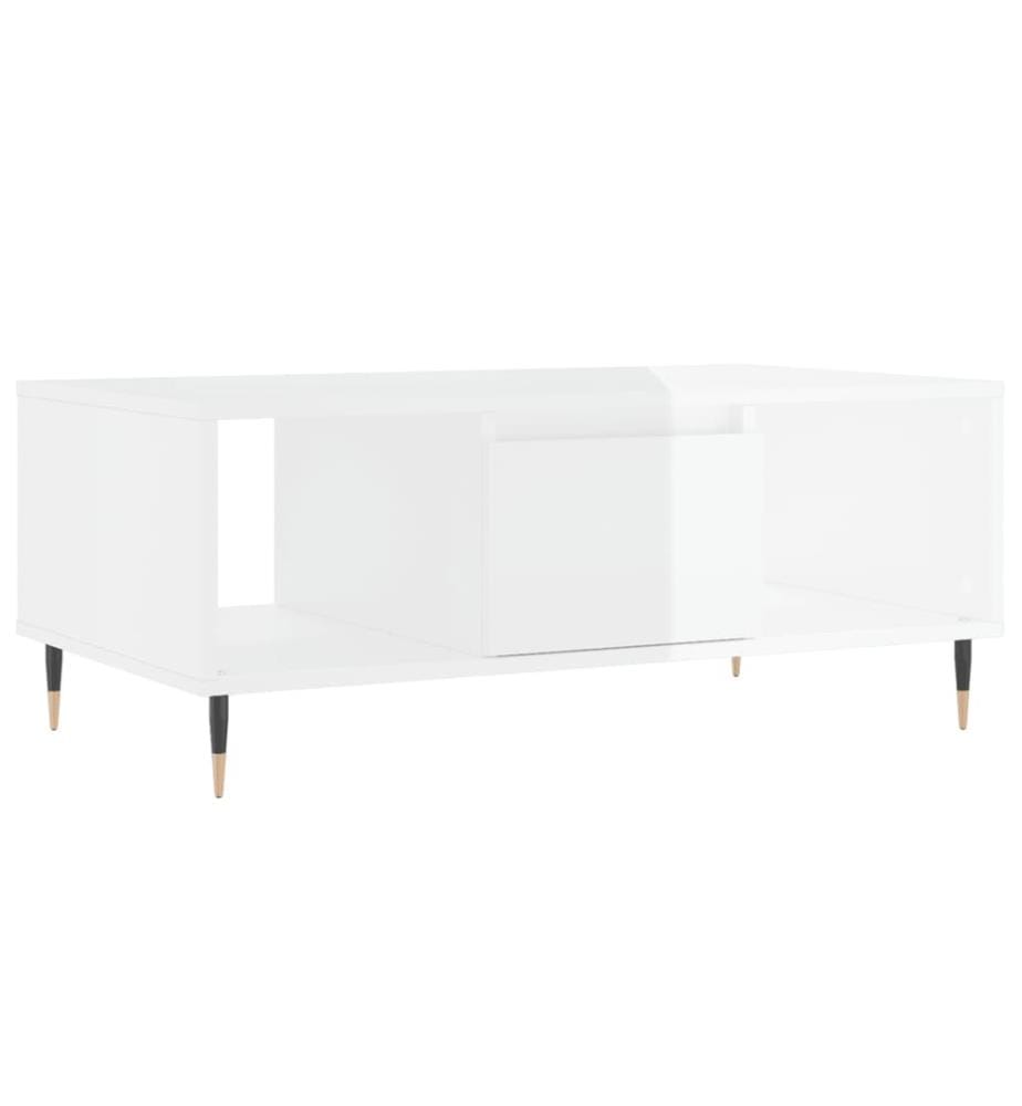 Couchtisch Hochglanz-Weiss 90x50x36,5 cm Holzwerkstoff